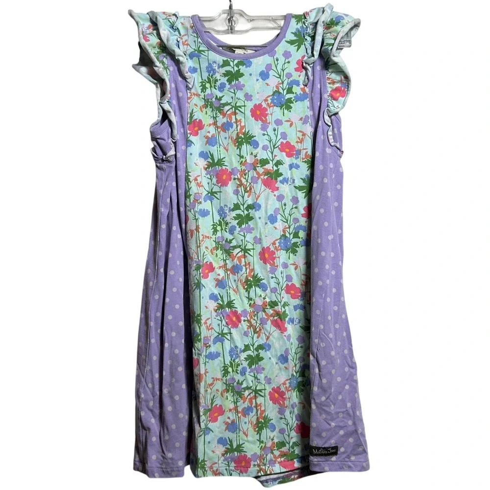 2 Matilda Jane Girls Dresses Size 8 Pink Tiered Ruffle Floral Polka Dot